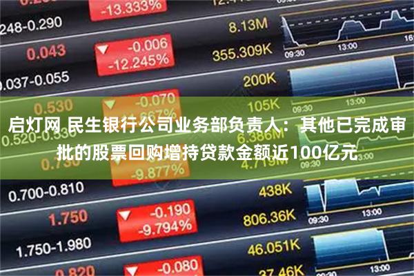 启灯网 民生银行公司业务部负责人：其他已完成审批的股票回购增持贷款金额近100亿元